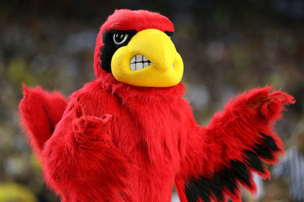 Louisville mascot furious over its #4 seed in the region of death. Or, just standing there. (Getty Images)